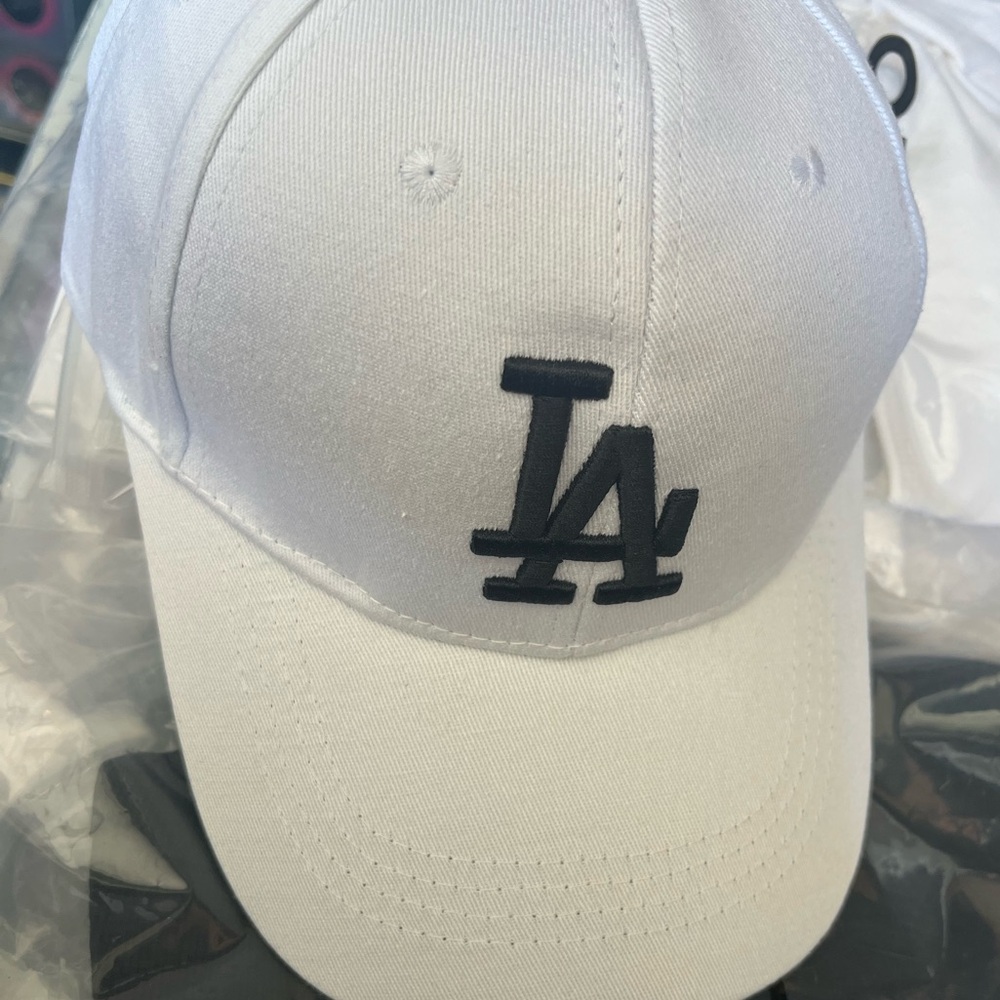 LA dodgers hat cap white black baseball adult adjustable ponytail NWOT - Picture 3 of 4